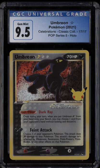 Umbreon 2021 Pokemon Celebrations Gold Star Holo 17/17 CGC 9.5
