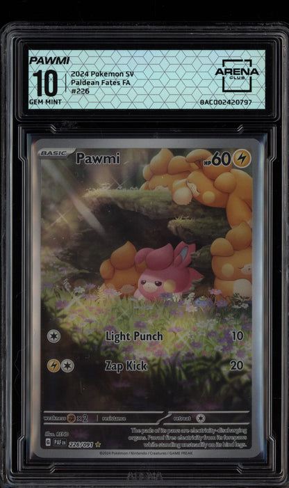 Pawmi 2024 Pokemon Paldean Fates Illustration Rare 226/091 Arena Club 10
