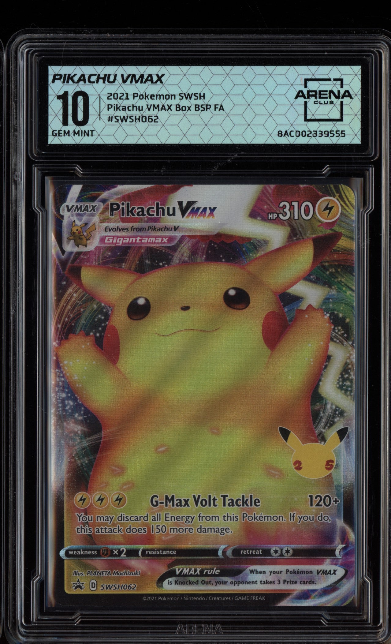 Pikachu Vmax 2021 Pokemon Celebrations Black Star Promo SWSH062 Arena Club 10