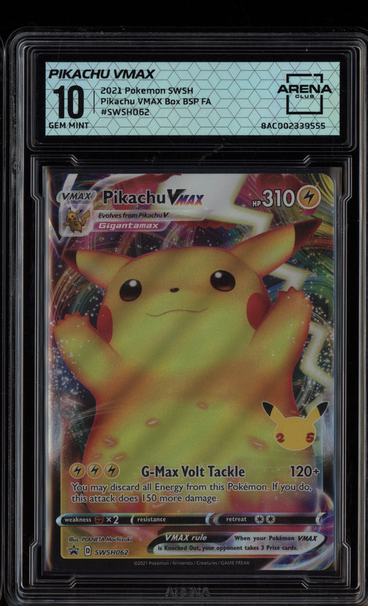 Pikachu Vmax 2021 Pokemon Celebrations Black Star Promo SWSH062 Arena Club 10