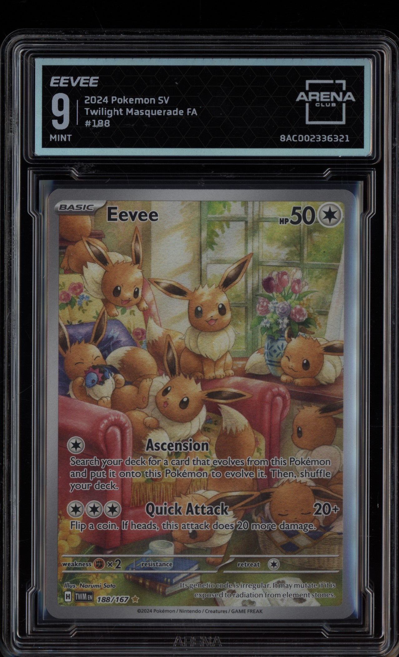 Eevee 2024 Pokemon Twilight Masquerade Illustration Rare 188/167 Arena Club 9