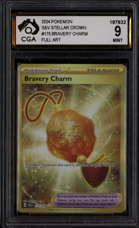 Bravery Charm 2024 Pokemon Stellar Crown Hyper Rare 175/142 CGA 9