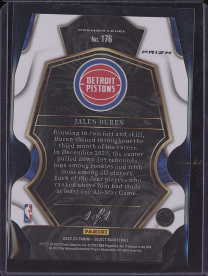 Jalen Duren 2022 Panini Select Black Die Cut RC 1/1