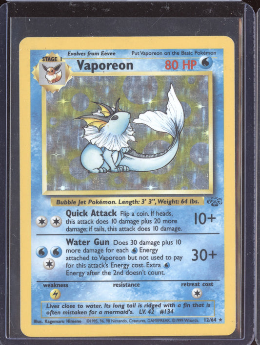 Vaporeon 1999 Pokemon Jungle Rare Holo 12/64