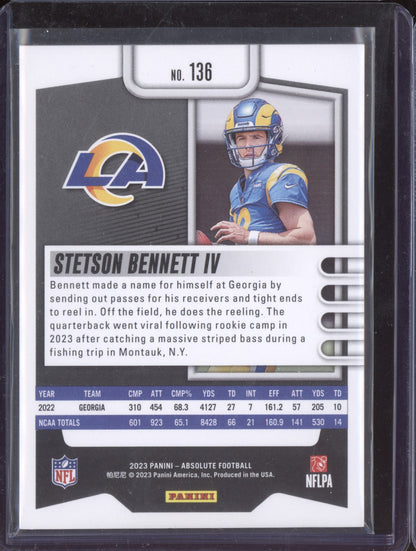 Stetson Bennett IV 2023 Panini Absolute Orange Spectrum RC 14/75