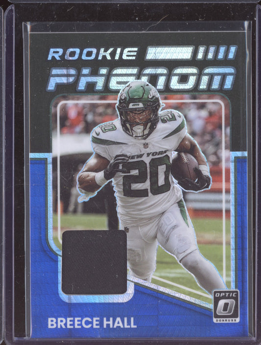 Breece Hall 2022 Panini Donruss Optic Rookie Phenom Jersey Blue Hyper RC