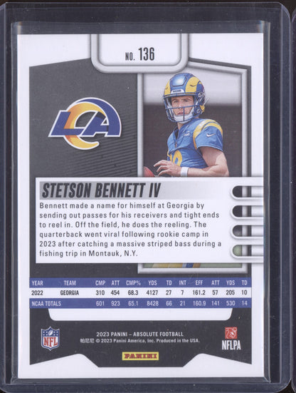 Stetson Bennett IV 2023 Panini Absolute Blue Spectrum RC 5/50