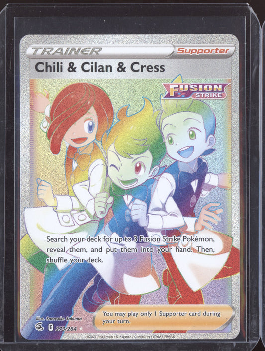 Chili & Cilan & Cress 2021 Pokemon Fusion Strike Rainbow Rare 273/264
