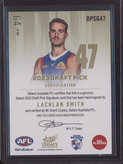 Lachlan Smith 2024 Select Legacy Ultimate Draft Pick Signature Gold RC 64/85