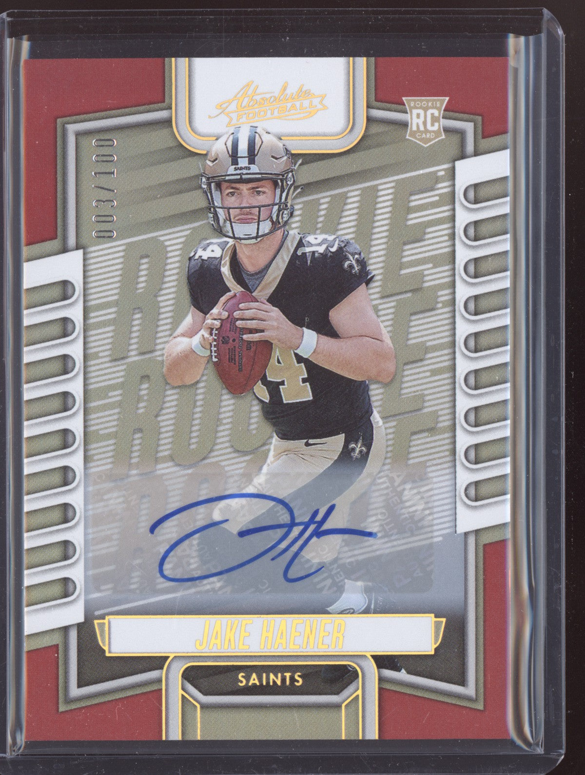 Jake Haener 2023 Panini Absolute Rookie Auto Red RC 3/100