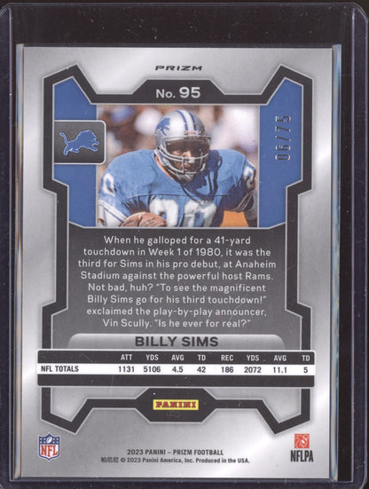 Billy Sims 2023 Panini Prizm Green Scope 6/75