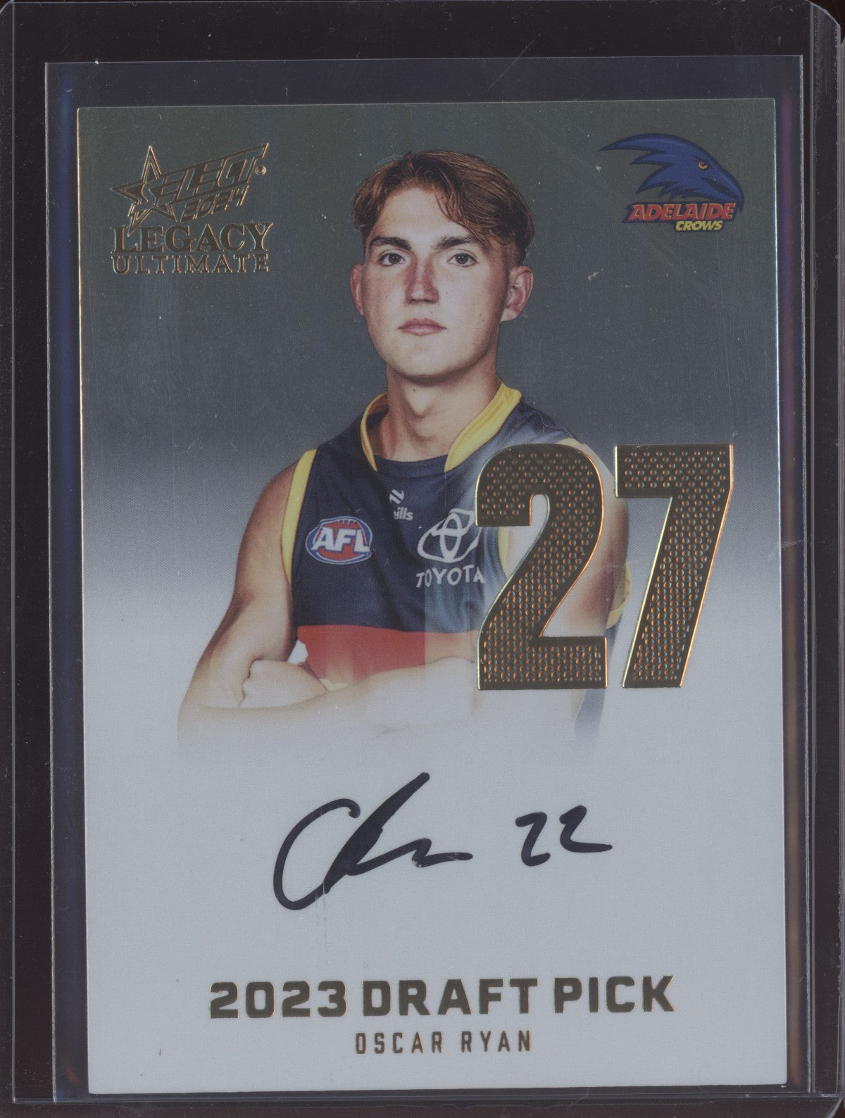 Oscar Ryan 2024 Select Legacy Ultimate Draft Pick Signature Gold RC 16/85