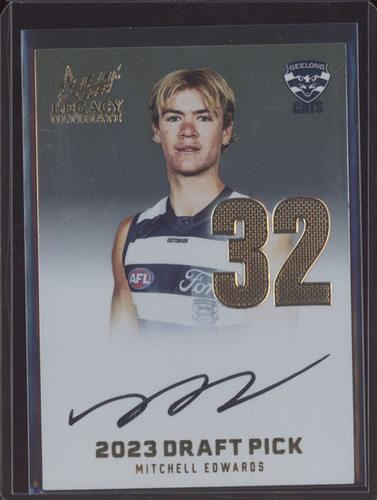 Mitchell Edwards 2024 Select Legacy Ultimate Draft Pick Signature Gold RC 19/85