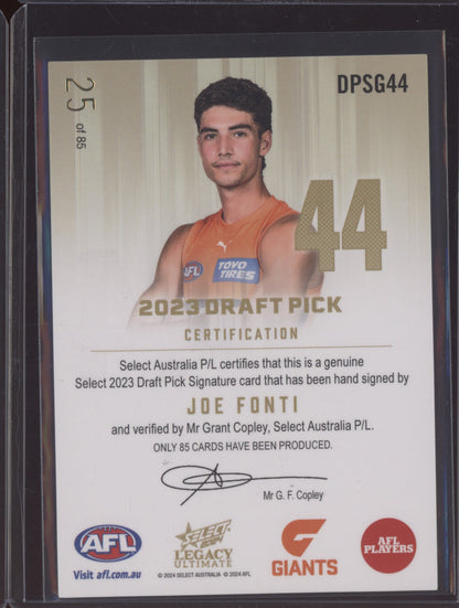 Joe Fonti 2024 Select Legacy Ultimate Draft Pick Signature Gold RC 25/85