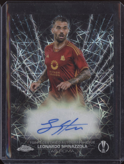 Leonardo Spinazzola 2023-24 Topps Chrome UEFA Club Black Lazer Auto