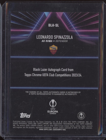Leonardo Spinazzola 2023-24 Topps Chrome UEFA Club Black Lazer Auto