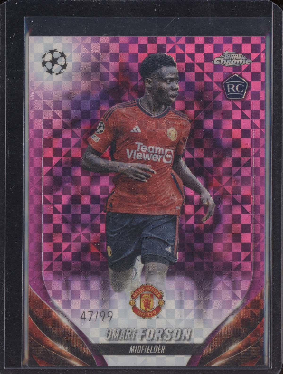 Omari Forson 2023-24 Topps Chrome UEFA Club Pink X-Fractor 47/99