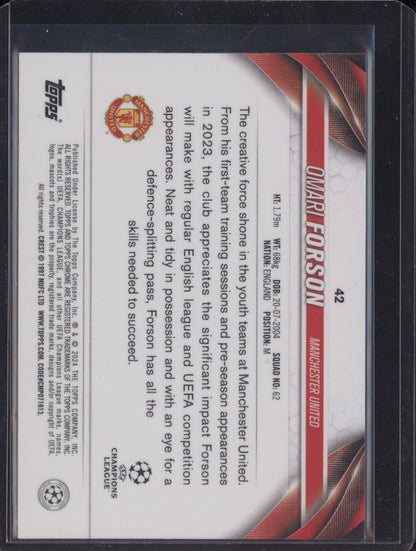 Omari Forson 2023-24 Topps Chrome UEFA Club Pink X-Fractor 47/99