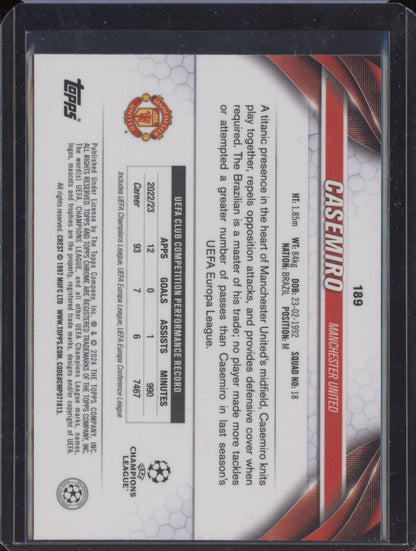 Casemiro 2023-24 Topps Chrome UEFA Club Aqua Prism
