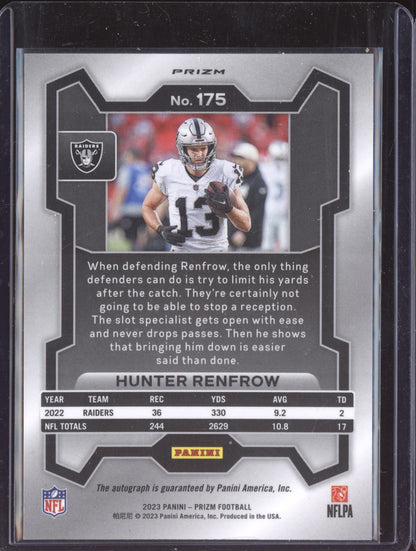 Hunter Renfrow 2023 Panini Prizm Auto