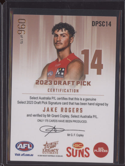 Jake Rogers 2024 Select Legacy Ultimate Draft Pick Signature Copper RC 96/175