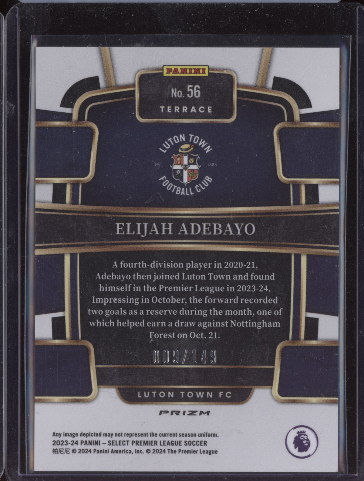 Elijah Adebayo 2023-24 Panini Select Premier League Red Wave RC 9/149