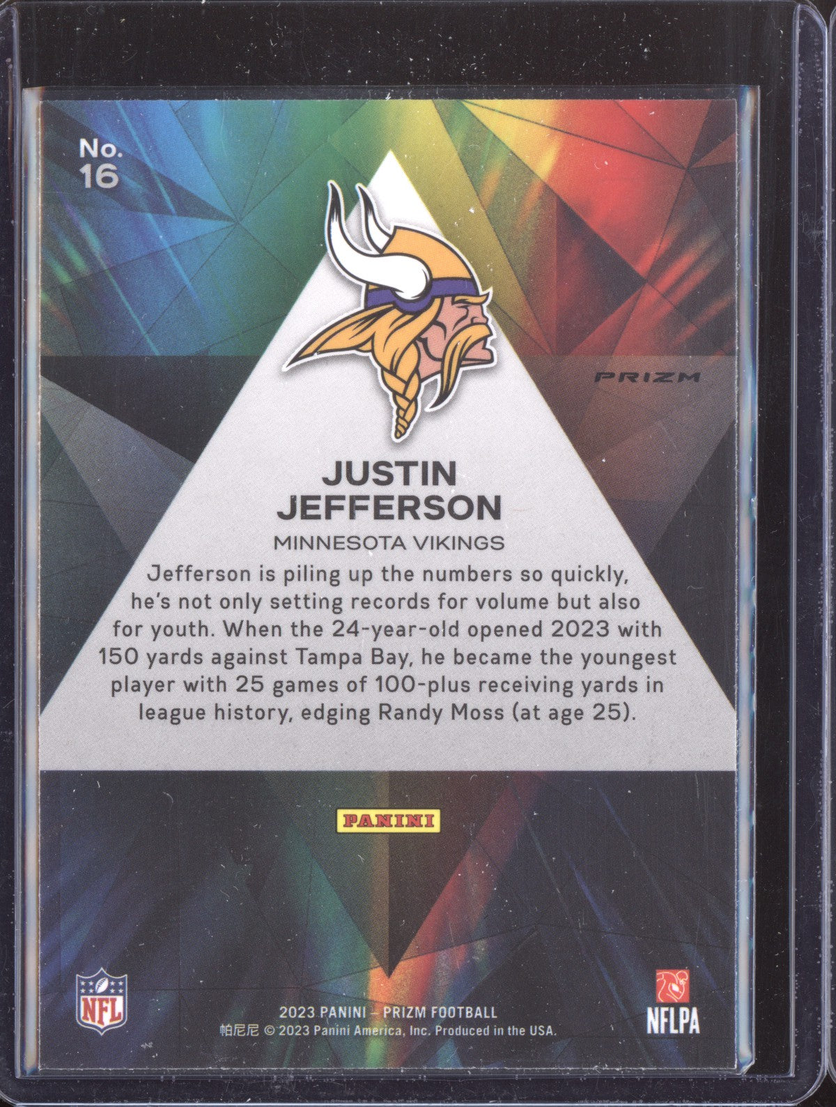 Justin Jefferson 2023 Panini Prizm Prizmatic Silver