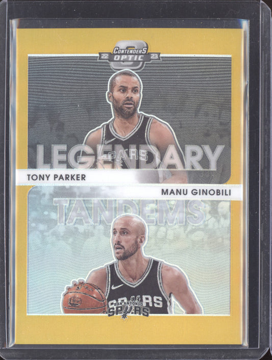 Parker Manu Ginobili 2022 Panini Contenders Optic Legendary Tandems Gold /10