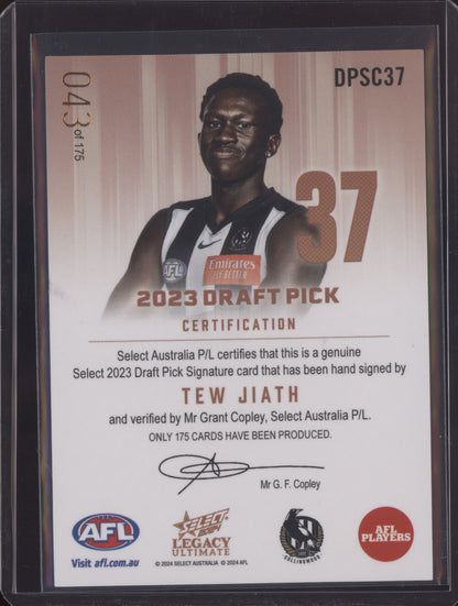 Tew Jiath 2024 Select Legacy Ultimate Draft Pick Signature Copper RC 43/175