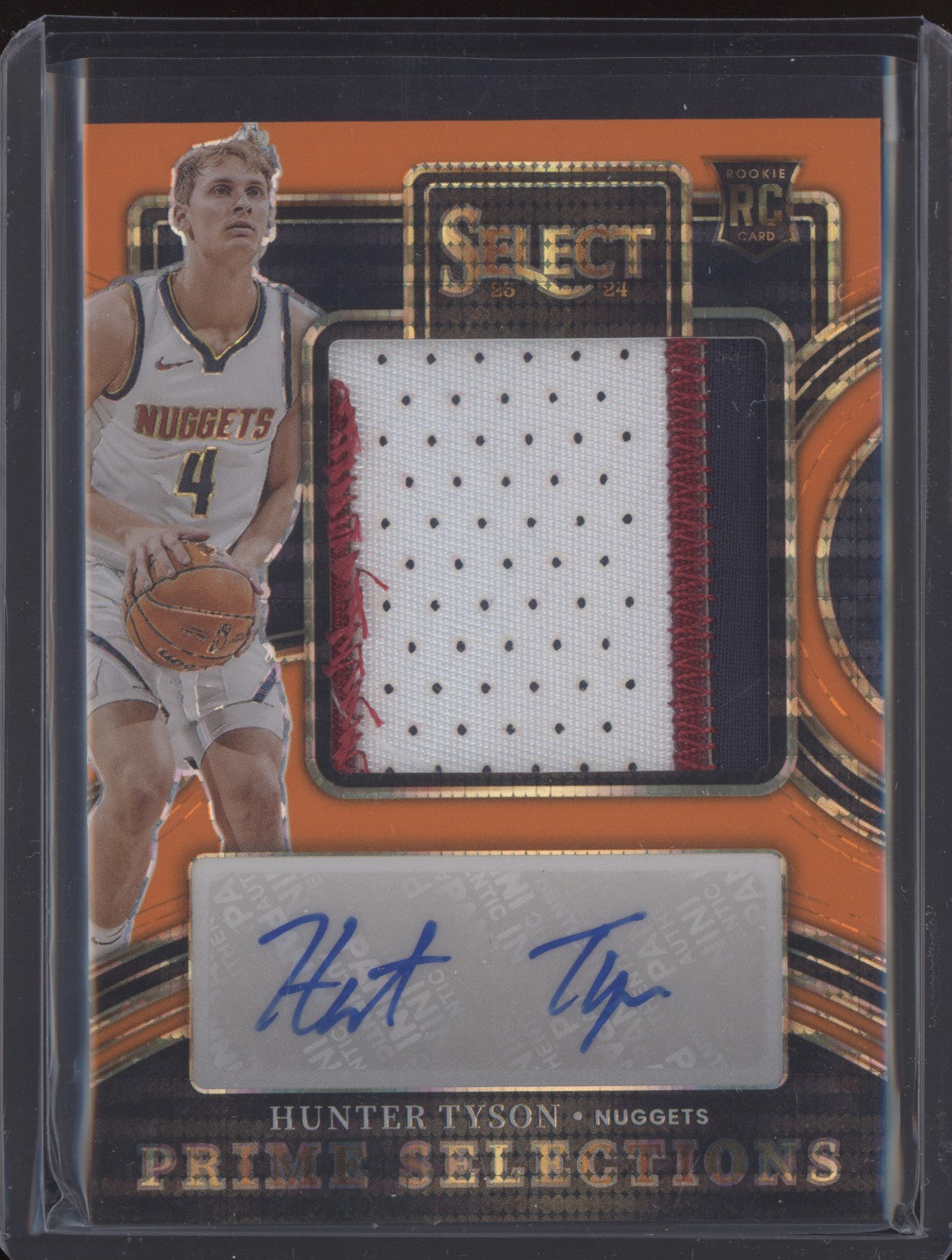 Hunter Tyson 2023 Panini Select Prime Selections Orange FOTL Patch Auto RC /30