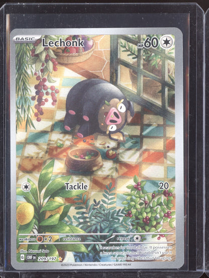 Lechonk 2023 Pokemon Obsidian Flames Illustration Rare 209/197