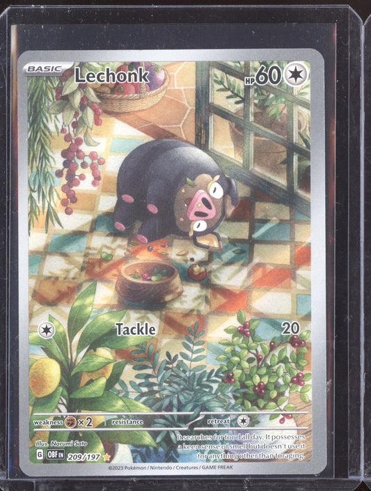 Lechonk 2023 Pokemon Obsidian Flames Illustration Rare 209/197