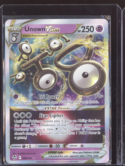 Unown VSTAR 2022 Pokemon Silver Tempest Holo Rare VSTAR 066/195