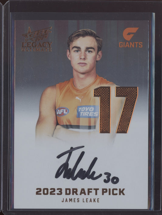 James Leake 2024 Select Legacy Ultimate Draft Pick Signature Copper RC 22/175