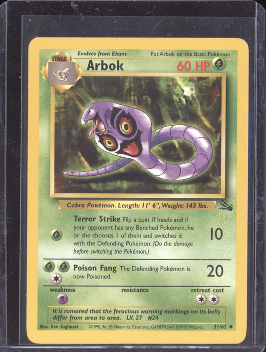 Arbok 1999 Pokemon Fossil Uncommon 031/62