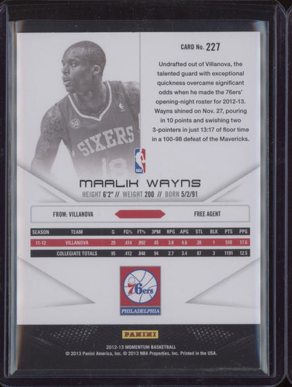 Maalik Wayns 2012-13 Panini Momentum Drive RC 15/49