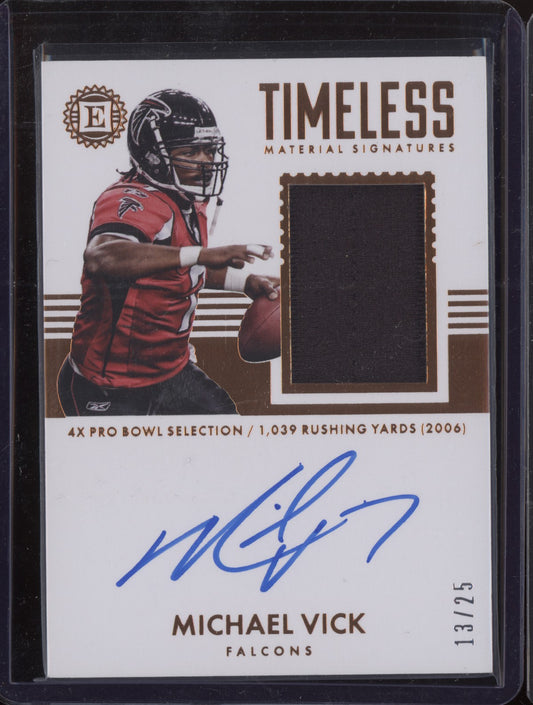Michael Vick 2017 Panini Encased Timeless Material Signatures Jersey Auto 13/25