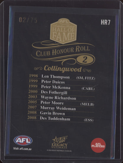 Collingwood 2 2024 Select Legacy Ultimate Hall of Fame Honour Roll Low 02/75