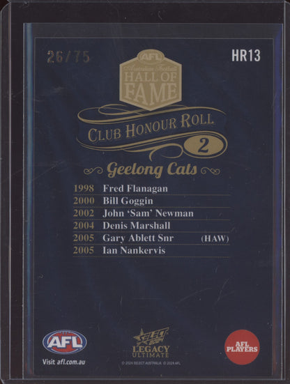 Geelong Cats 2 2024 Select Legacy Ultimate Hall of Fame Honour Roll 26/75