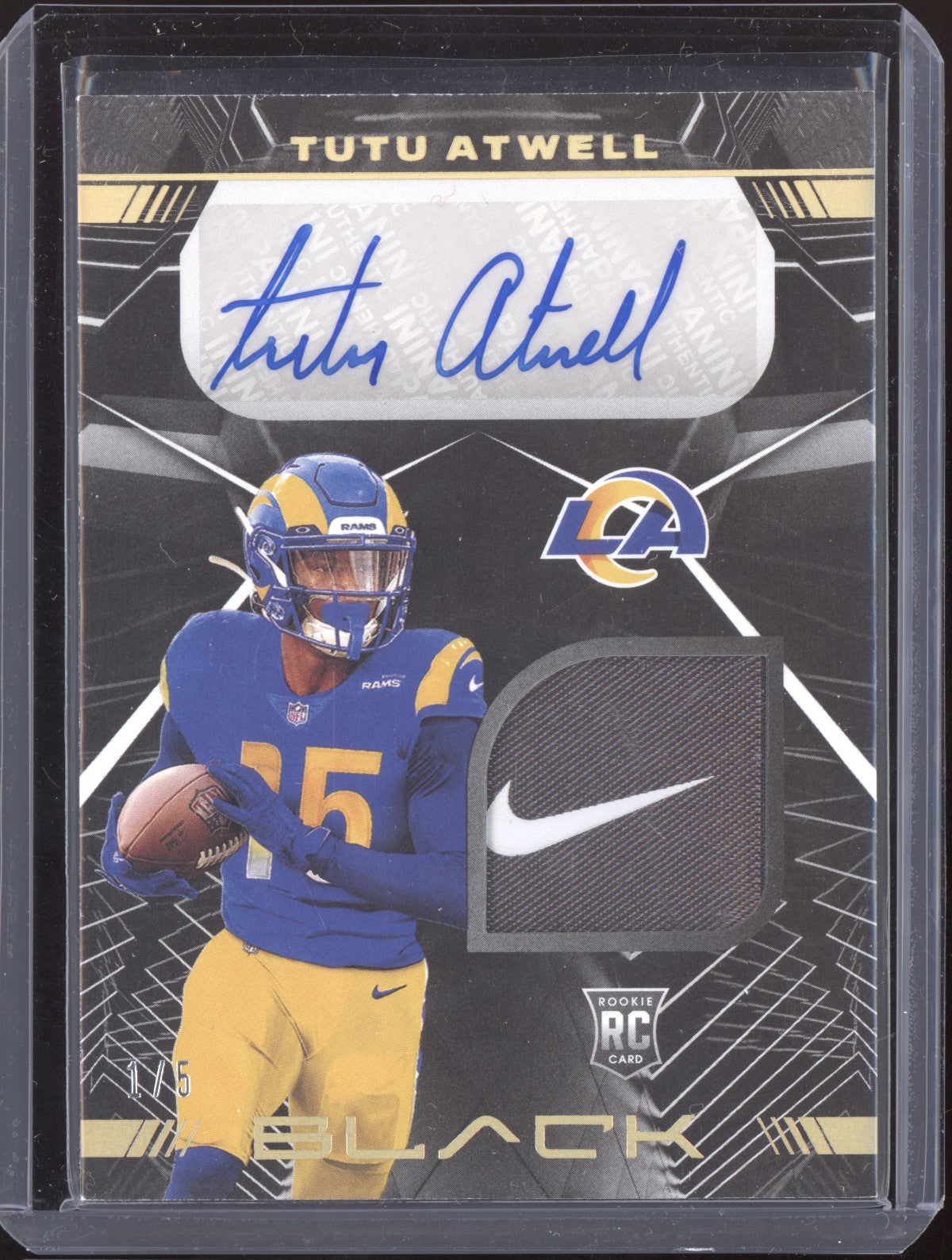 Tutu Atwell 2021 Panini Black Rookie Signature Materials Gold Patch Auto RC 1/5