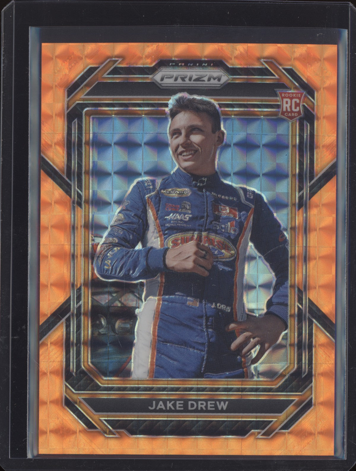Jake Drew 2023 Panini Prizm Racing Reactive Orange RC
