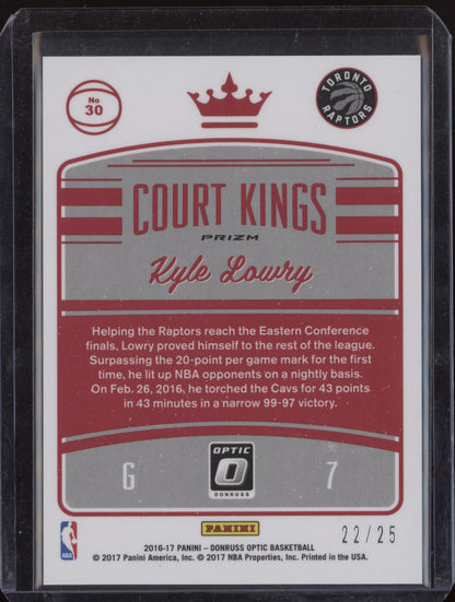 Kyle Lowry 2016-17 Panini Donruss Optic Court Kings Aqua 22/25