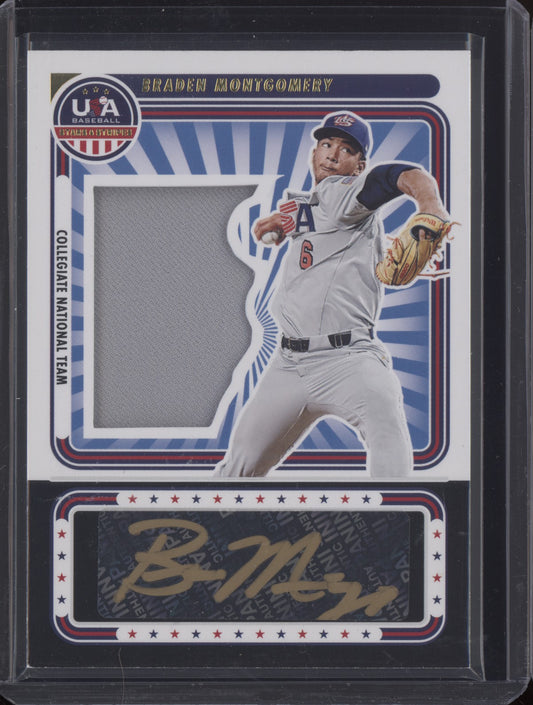 Braden Montgomery 2024 Panini USA Stars & Stripes Jersey Auto Black Gold RC /50