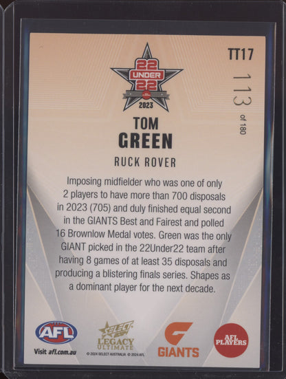 Tom Green 2024 Select Legacy Ultimate 22 Under 22 113/180