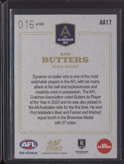 Zak Butters 2024 Select Legacy Ultimate 2023 All Australian 16/180