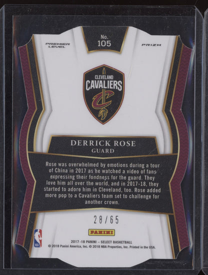 Derrick Rose 2017-18 Panini Select Neon Green Die Cut 28/65