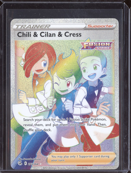 Chili & Cilan & Cress 2021 Pokemon Fusion Strike Rainbow Rare 273/264