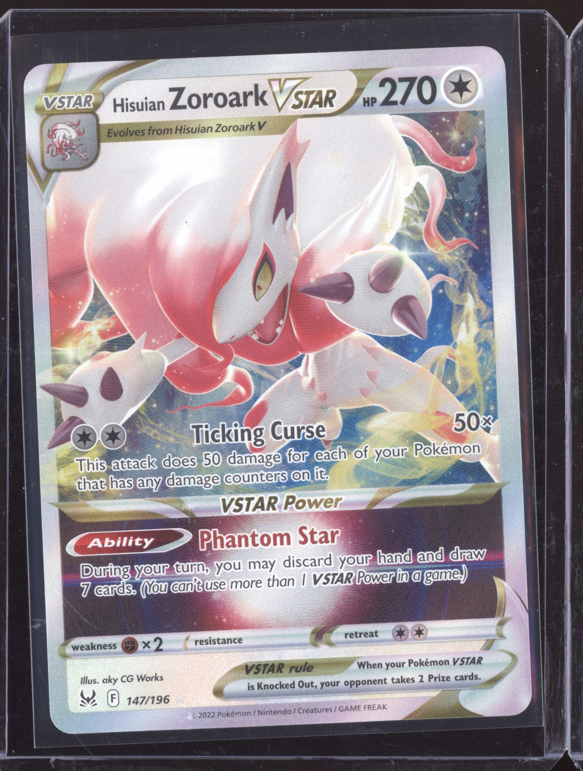 Hisuian Zoroark VSTAR 2022 Pokemon Lost Origin Holo Rare VSTAR 147/196