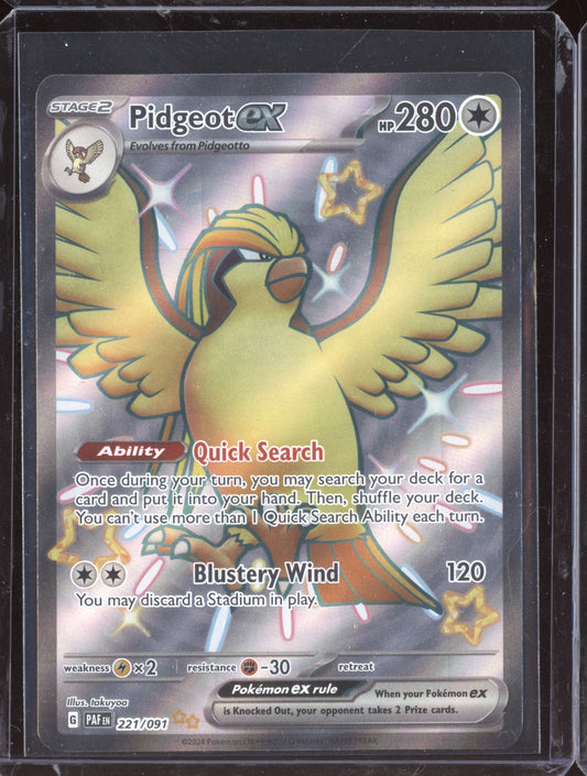 Pidgeot ex 2024 Pokemon Paldean Fates Shiny Ultra Rare 221/091
