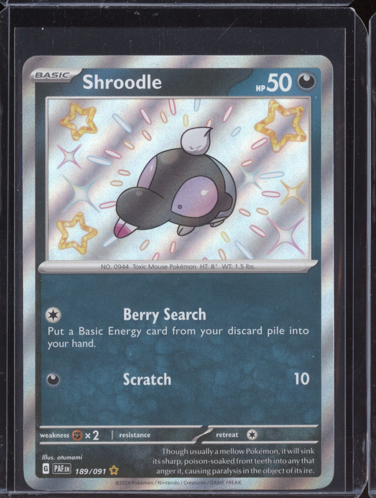 Shroodle 2024 Pokemon Paldean Fates Shiny Rare 189/091